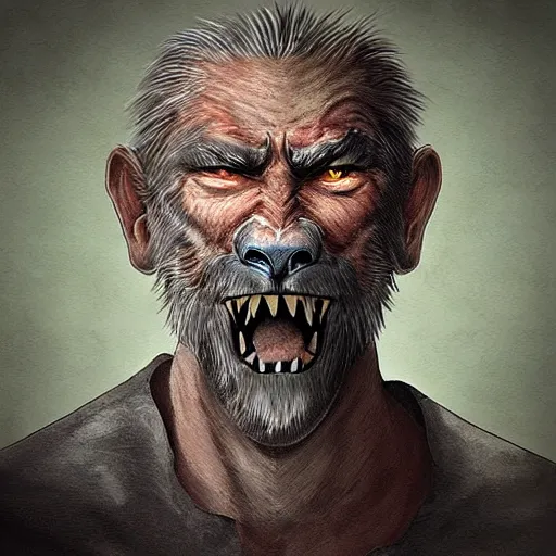 Prompt: “a fantasy digital portrait of (((((an old man))))), werewolf”