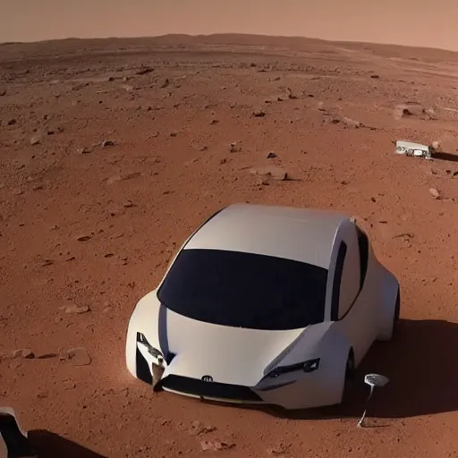 Image similar to Elon musk selfie with futuristic house on mars