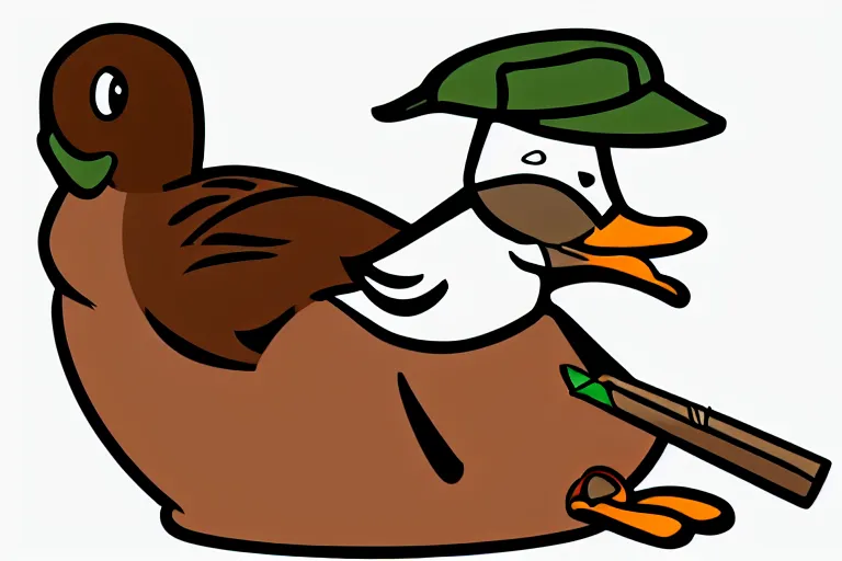 Image similar to a vector illustration of a duck smoking a cigar, highly detailed, elegant, intricate