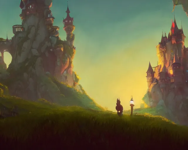 Prompt: fantasy castle with a dragon, cory loftis, james gilleard, atey ghailan, makoto shinkai, goro fujita, studio ghibli, rim light, exquisite lighting, clear focus, very coherent, plain background, soft painting