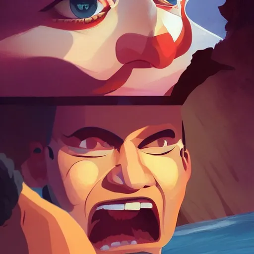 Image similar to face icon stylized minimalist the poseidon adventure 1 9 7 2, loftis, cory behance hd by jesper ejsing, by rhads, makoto shinkai and lois van baarle, ilya kuvshinov, rossdraws global illumination