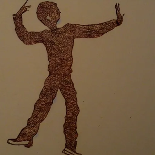 Prompt: dancing man Pyrography