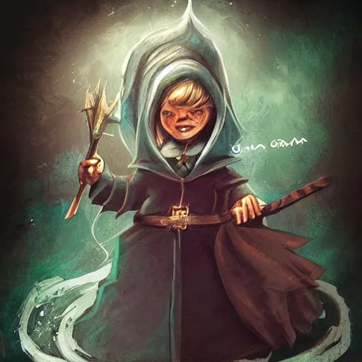 Prompt: a little wizard, by gumshoegumshoe, fantasy, cartoon, digital art, dnd, detailed, trending on instagram
