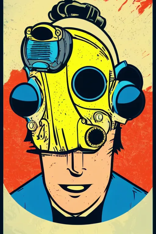 Image similar to fallout 7 6 retro futurist illustration art by butcher billy, sticker, colorful, illustration, highly detailed, simple, smooth and clean vector curves, no jagged lines, vector art, smooth andy warhol style