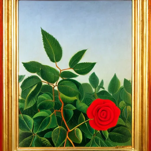 Image similar to a red rose by henri rousseau