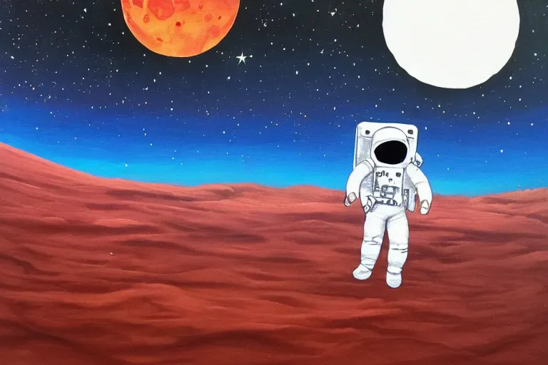 Prompt: an astronaut laying on mars in the style of flooko, acrylic art, detailed, moonlight,