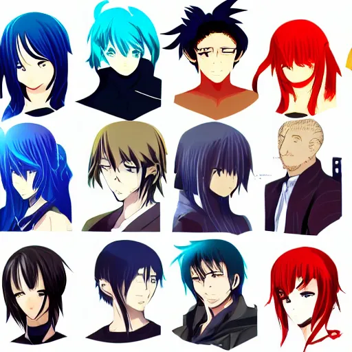 Image similar to really cool anime characters with different personalities and skills with transparent background