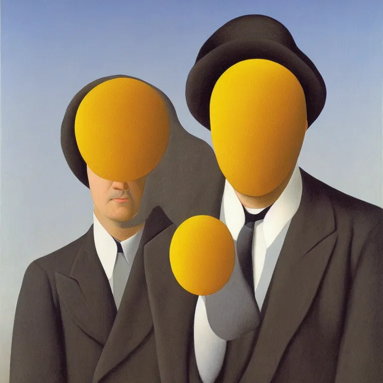 Prompt: portrait of a man with sun instead of his head, by rene magritte, centered, detailed painting, hd, hq, high resolution, high detail, 4 k, 8 k