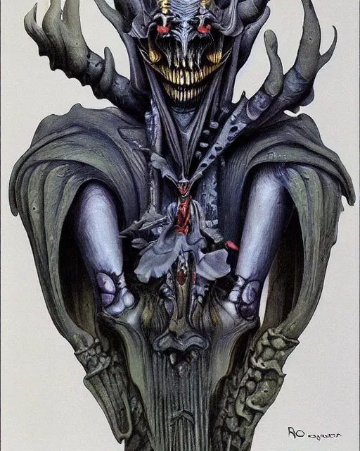 Image similar to male, dark jester by roger dean, by hr giger, hd, 8 k, highly detailed, sharpness