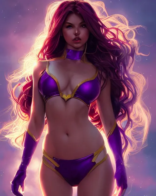 Prompt: ultra realistic illustration, danielle campbell as starfire anime, intricate, elegant, highly detailed, shiny plastic bikini, digital painting, artstation, concept art, smooth, sharp focus, illustration, art by artgerm and greg rutkowski and alphonse mucha and wlop