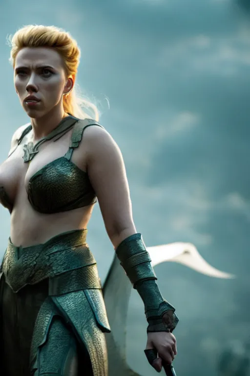 Prompt: 4 k film still, scarlett johansson as dragon, 2 6 mm