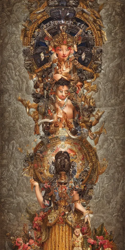 Image similar to a stunning and noble highly detailed romantic period style painting of the place where aztec gods come into being by james jean, josep tapiro baro and harles sillem lidderdale, trending on artstation, oil painting masterpiece, symmetry, rule of thirds, mysterious