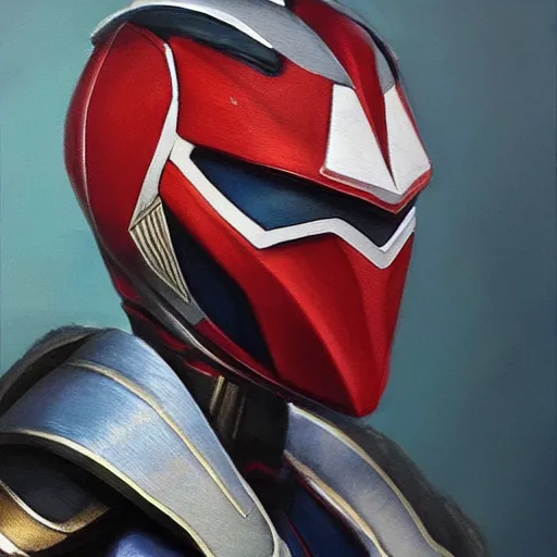 Image similar to a realistic painting by Raffaello Sanzi depicting the Kamen Rider Ex-Aidwith the head of Reza Rahardian in the Renaissance,smooth,Sharp focus, trending on Artstation.