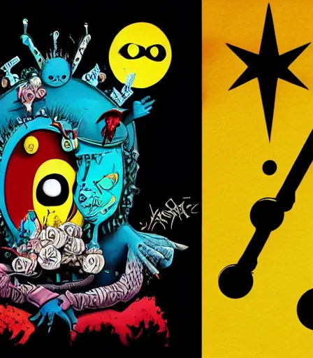 Image similar to Tim Burton style The Watchmen by Alex Pardee and Nekro and Petros Afshar, and James McDermott,unstirred paint, vivid color, cgsociety 4K