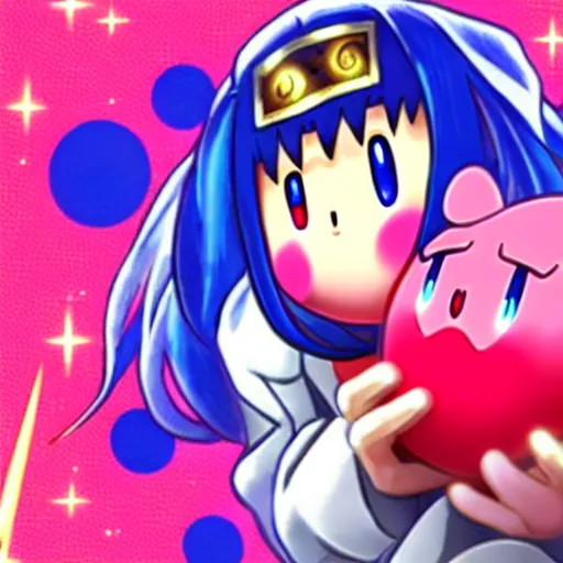 Prompt: kirby as an anime girl