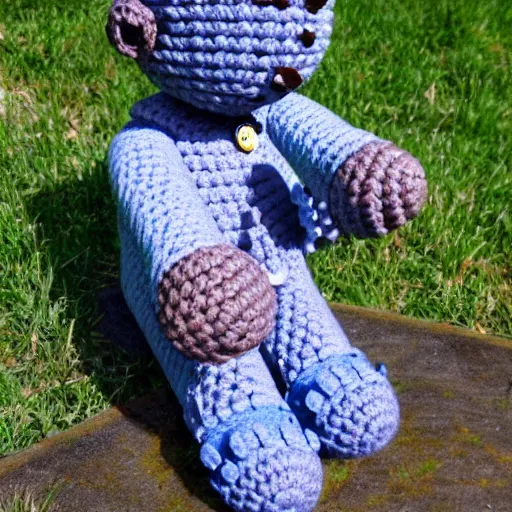 Image similar to amigurumi crocheted toy of rodin's thinker