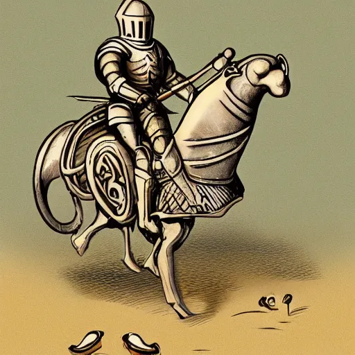 Image similar to illustration of a knight riding a snail