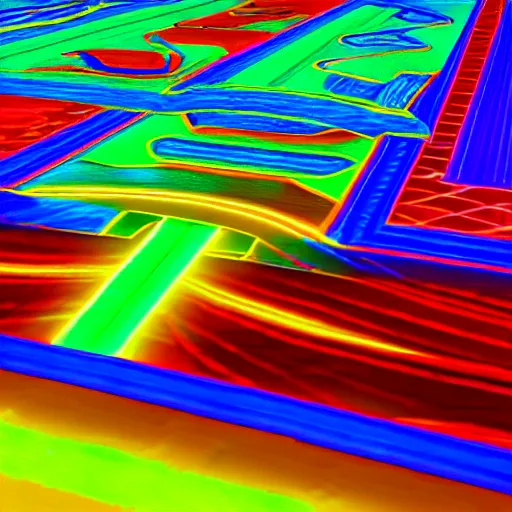 Prompt: Carpet albedo texture with neon lines and colored shapes on it, arcade style, game texture