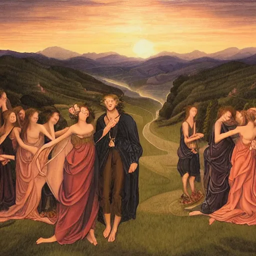 Image similar to Wedding at Dusk, art by Evelyn De Morgan