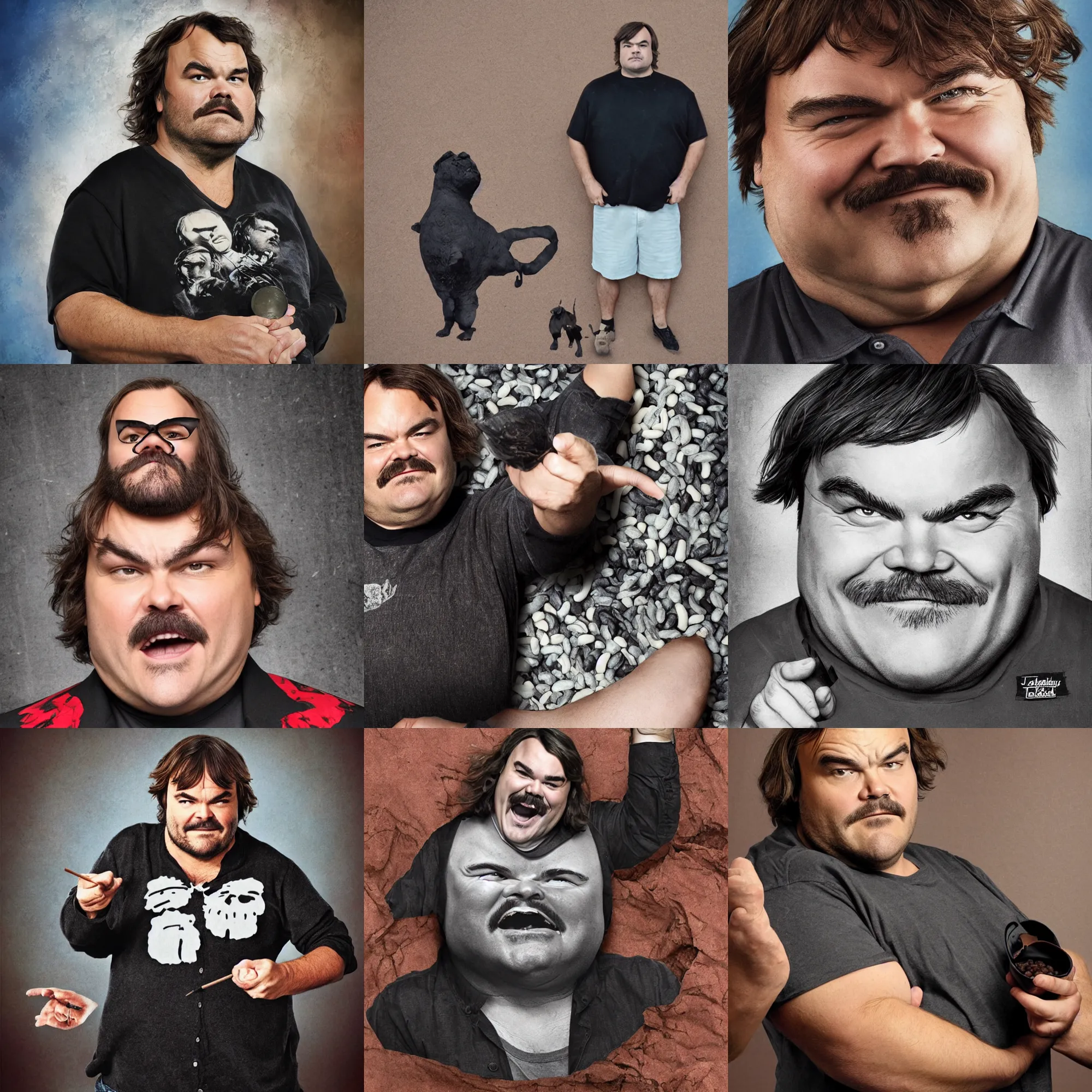 Prompt: jack black made of black beans