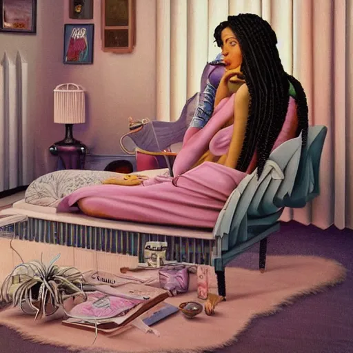 Image similar to whimsical, hyperrealistic surrealism, award winning masterpiece with incredible details, Pegge Hopper, a surreal vaporwave liminal space, highly detailed, trending on ArtStation