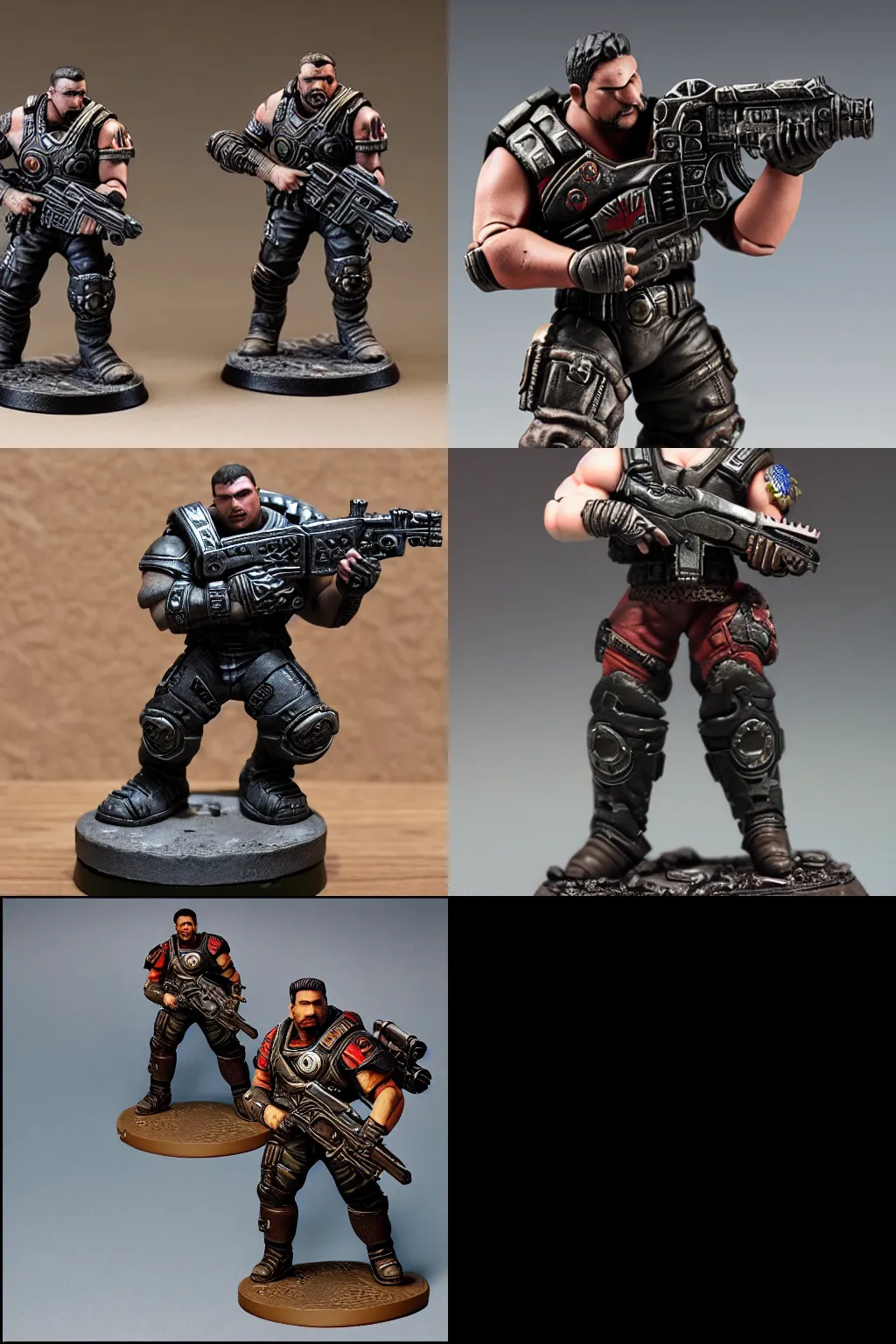 Prompt: gears of war marcus as warhammer tabletop figurines