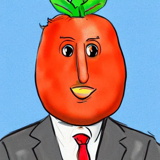 Image similar to barnaby joyce's head as a tomato, concept art