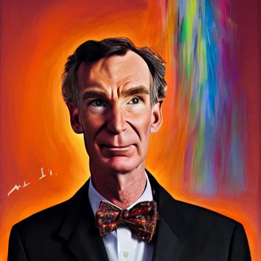 Prompt: a portrait of bill nye the science guy, dramatic lighting and composition, trending on artstation, concept art, comic book, chuck close, vittorio matteo corcos, john currin.