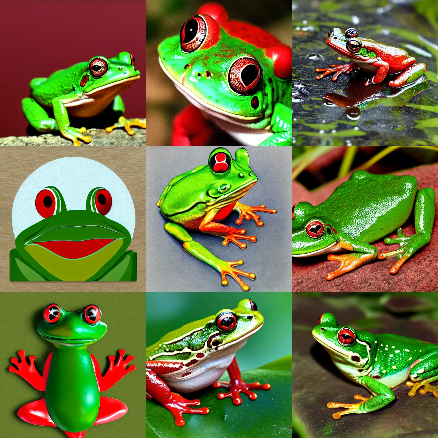 Prompt: red and green frog