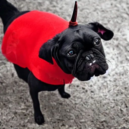 Prompt: devilish dog with horns in volcano