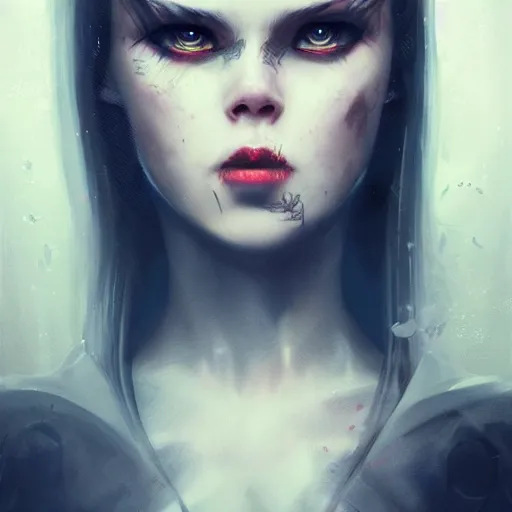 Image similar to teen girl kerli koiv, gothic, darkwave, darksynth, concept headshot art, sharp, digital matte painting, art by greg rutkowski, wlop, dramatic lighting, trending on artstation