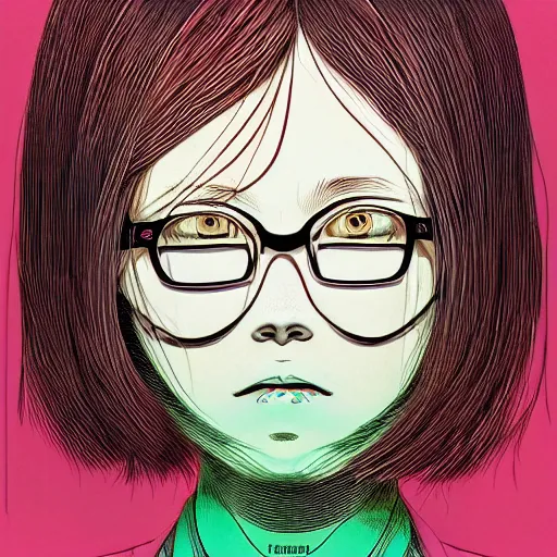 Prompt: a portrait of a girl by inio asano, beeple and james jean, hiroyuki takahashi color scheme, horror