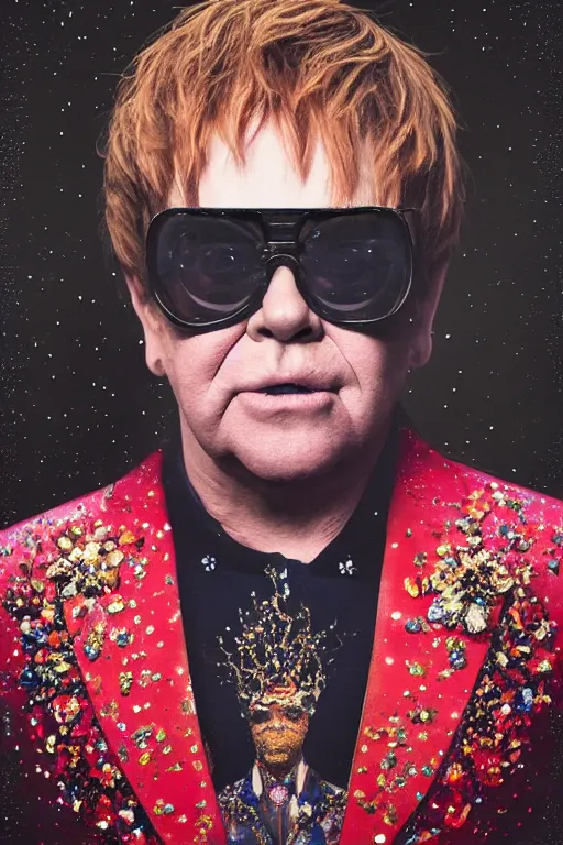 A Fancy Portrait Of A Crystalized Elton John By Greg 