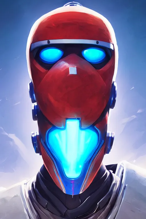 Image similar to epic mask helmet robot ninja portrait stylized as fornite style game design fanart by concept artist gervasio canda, behance hd by jesper ejsing, by rhads, makoto shinkai and lois van baarle, ilya kuvshinov, rossdraws global illumination radiating a glowing aura global illumination ray tracing hdr render in unreal engine 5