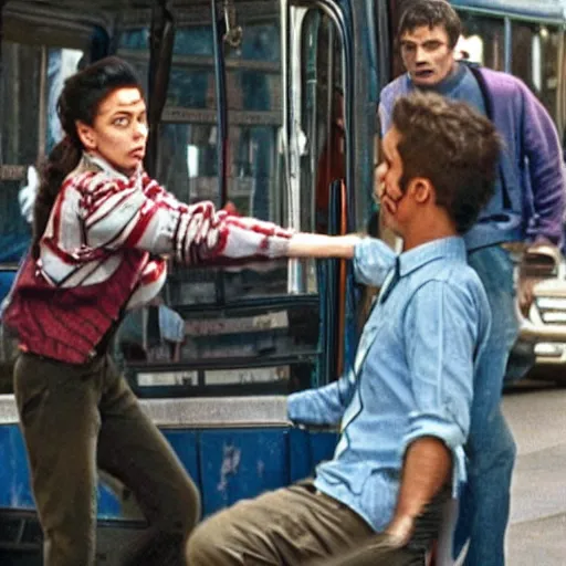 Prompt: bus fight scene from the film nobody