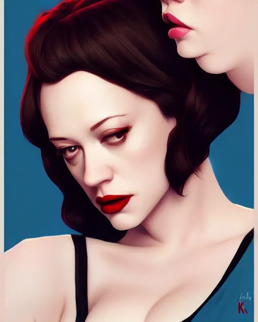 Image similar to kat dennings christina hendricks jennifer tilly, in a dress, by wlop and ilya kuvshinov and artgerm, gorgeous beautiful, stunning, deviant, arrogant