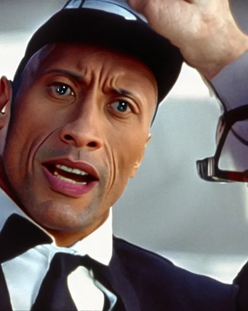 Image similar to film still close up shot of dwayne johnson in the movie the blues brothers. photographic, photography