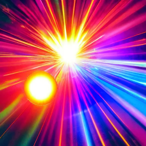 Image similar to glowing psychedelic aura surrounds flames and lens flare
