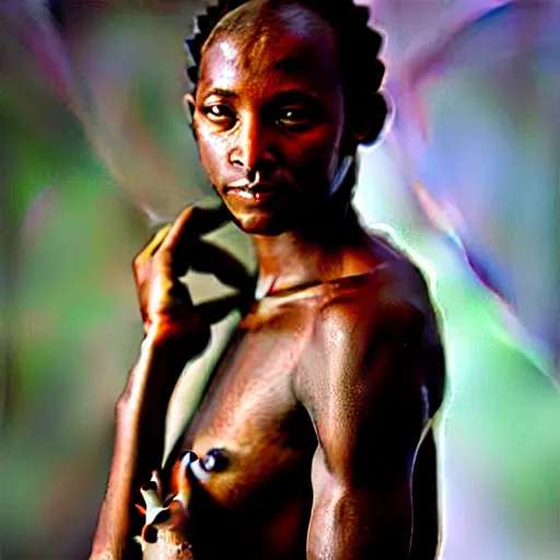 Image similar to beautiful african-american woman with soft skin, cornrows, 8K artistic photography, photorealistic, chiaroscuro, by Steve Mccurry, Joey L, Raphael, Caravaggio