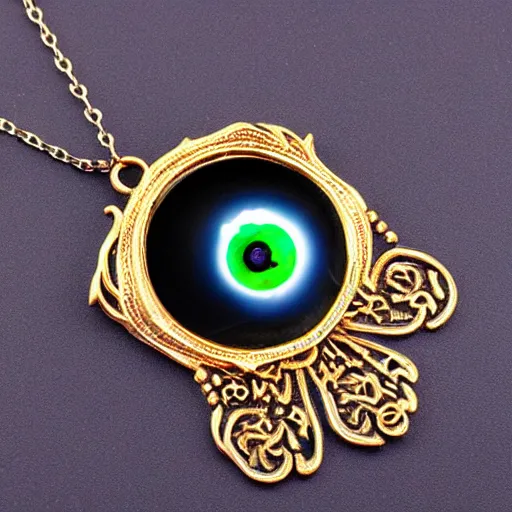 Image similar to necro eyeball artnouveau necklace