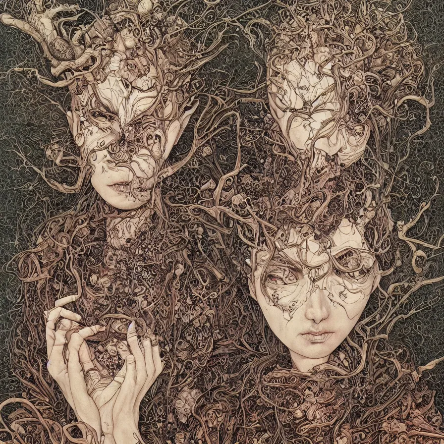 Image similar to portrait painted in jacek yerka style drawn by vania zouravliov and takato yamamoto, inspired by depression, intricate acrylic gouache painting, high detail, sharp high detail, artstation