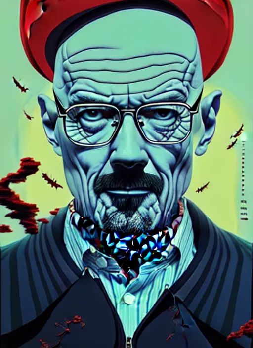 Image similar to zombie walter white mixing chemicals, tristan eaton, victo ngai, artgerm, rhads, ross draws