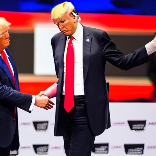 Image similar to donald trump and magnus carlsen shaking hands