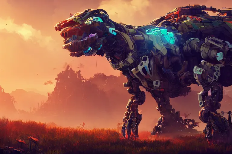 Image similar to stalker machine mecanical creature robot of horizon forbidden west horizon zero dawn bioluminiscence global illumination ray tracing hdr fanart arstation by ian pesty and alena aenami artworks in 4 k