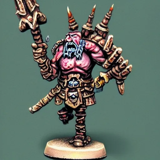 Image similar to chaos dwarf smith from warhammer fantasy : : head and torso oil painting