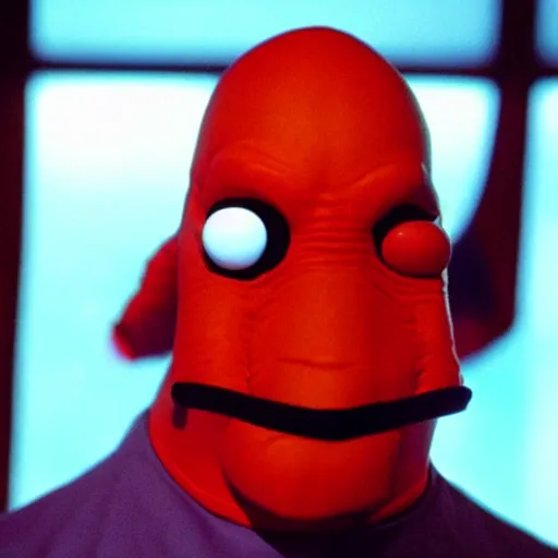 Image similar to still image of dr zoidberg from futurama in the dark knight, cinematic, anamorphic, 8 0 mm f / 2. 8 l, 3 5 mm film, movie