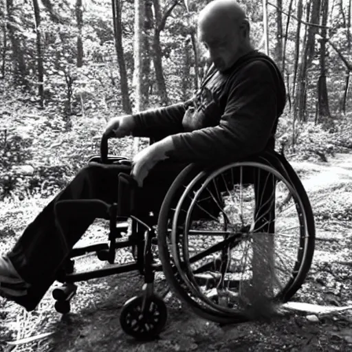 Image similar to “A Disabled man in a wheelchair caught on Trail cam, midnight”