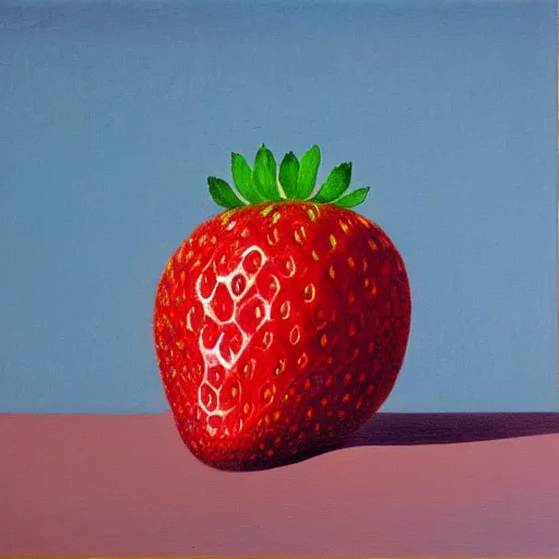 Image similar to painting of a strawberry by rene magritte, hd, 4 k, detailed, award winning