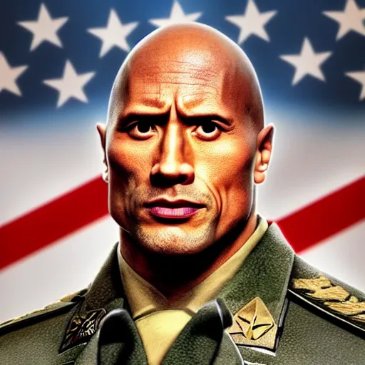 Prompt: dwayne johnson as a general in hearts of iron iv