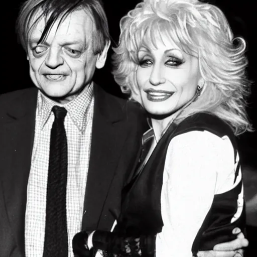 Prompt: photograph of a person with the characteristics of mark e smith and dolly parton